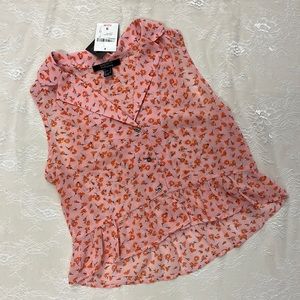NWT Forever 21 Pink Sleeveless Floral Chiffon Woven Top Cottagecore